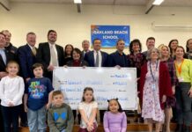 Local education partnerships receive $3.9M in ARPA-funded grants STATE AND EDUCATION OFFICIALS present a grant to Warwick Schools at Oakland Beach Elementary School. The state has awarded 21 grants to local education agencies and nonprofit partners totaling $3.9 million. / COURTESY GOV. DANIEL J. MCKEE