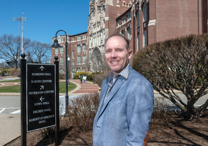 WANTING A WORLD VIEW: Christian F. Wilwohl, dean of global education at Providence College, says the school’s study abroad program was suspended from spring 2020 until fall 2021, but student participation has been on the increase in recent ­semesters.  PBN PHOTO/­MICHAEL SALERNO
