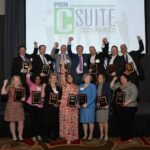 HONOREES AND HONOREE REPRESENTATIVES pose with their Providence Business News 2023 C-Suite Awards following Thursday's awards event at the Omni Providence Hotel. / PBN PHOTO/MIKE SKORSKI