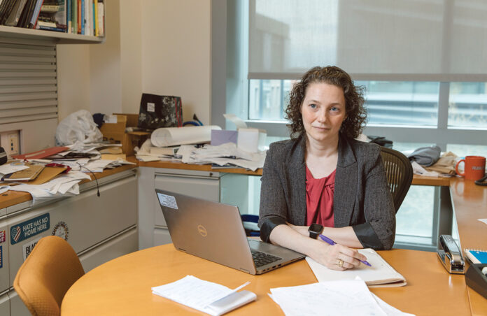 BLURRED LINES: Monica Linden, a senior lecturer of neuroscience at Brown University, doesn’t bar the use of ChatGPT by her students outright but says they can use the artificial intelligence program to generate ideas and develop different perspectives on topics.  PBN PHOTO/­RUPERT WHITELEY