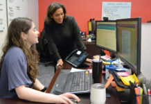 A tireless matchmaker in temp job market RECRUITING ASSISTANCE: Dawn Apajee, right, owner of staff recruiting agency City Personnel Inc., works with senior recruiter Megan Atkins at her office in Providence.
PBN FILE PHOTO/ELIZABETH GRAHAM