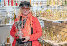American Trophy’s Gossler succeeding by giving accolades to others REWARDING JOB: Kristen Gossler, president of American Trophy and Supply Inc., has expanded the business with her husband, Peter Cameron, since buying it from her parents in 1990.
PBN FILE PHOTO/MICHAEL SALERNO
