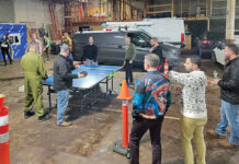 Building Enclosure Science LLC FIRST SERVE: Building Enclosure Science LLC staffers play some pingpong at a recent office holiday party.
COURTESY BUILDING ENCLOSURE SCIENCE LLC