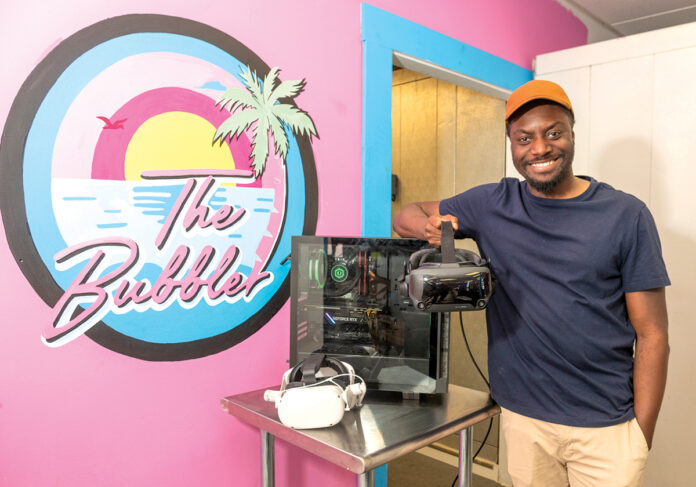 STEADY PACE: Toye Onikoyi has founded two tech-related businesses in Rhode Island, including a virtual reality arcade called Bubbler VR. Unlike in bigger hubs, Onikoyi says, Rhode Island’s tech sector seems to move at a more deliberate speed, which sometimes can be an advantage.  PBN PHOTO/MICHAEL SALERNO
