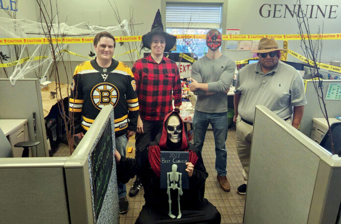 SCARY SIGHT: Vertikal6 team members decorate their cubicles and come to work in costume for Halloween.
COURTESY VERTIKAL6 SCARY SIGHT: Vertikal6 team members decorate their cubicles and come to work in costume for Halloween.
COURTESY VERTIKAL6