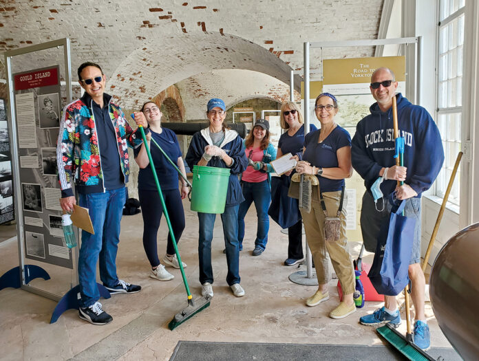 TIDYING THINGS UP: Staffers from The Beacon Mutual Insurance Co. volunteer to clean up Fort Adams State Park in Newport.
COURTESY THE BEACON MUTUAL INSURANCE CO. TIDYING THINGS UP: Staffers from The Beacon Mutual Insurance Co. volunteer to clean up Fort Adams State Park in Newport.
COURTESY THE BEACON MUTUAL INSURANCE CO.