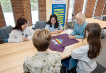 College leaders positioned to meet post-pandemic challenges FULL CIRCLE: Wheaton College President Michaele Whelan, far right, is the third woman to lead the college since its founding by a woman in 1839. Seated with her, clockwise from far left, are students Olivia Deschenes, Sarocha Wongwatanawisut, Courtney Kass and Eleanor Cerra.
PBN FILE PHOTO/TRACY JENKINS