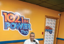 Everybody’s Business: Giving Latino community a voice on radio ALL-SPANISH STATIONS: Tony Mendez, background, owner of Poder 1110 AM and Power 102.1 FM, the longest-serving Hispanic radio stations in Rhode Island, speaks with Zoilo Garcia, program director and morning show host.
PBN PHOTO/MICHAEL SALERNO