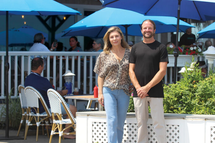 ON GUARD: Becky and Tim Clark, owners of The Beachead restaurant on Block Island, say business hasn’t been quite as robust so far this summer.  PBN PHOTO/ K. CURTIS
