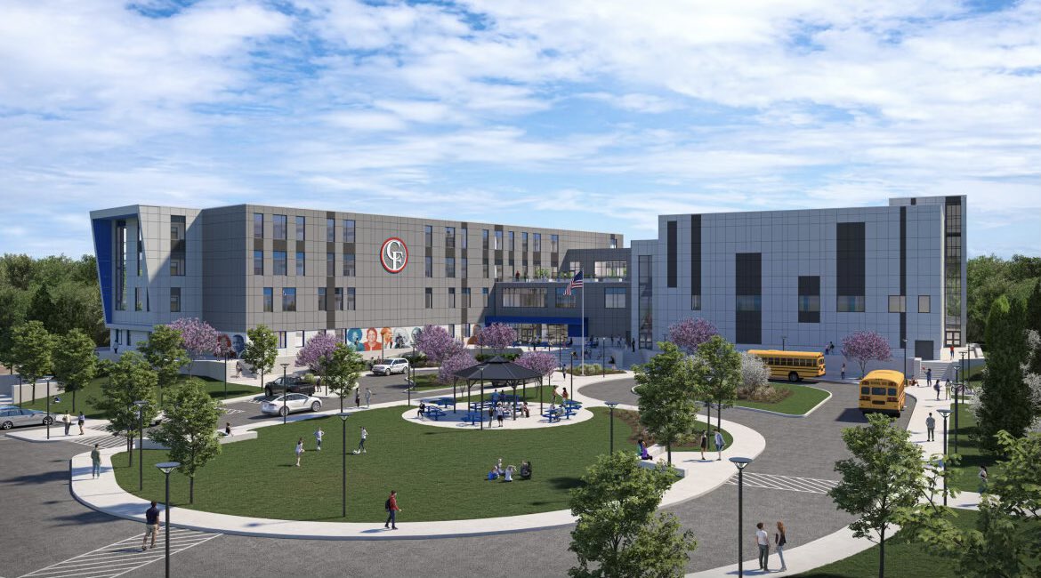 THE NEW CENTRAL FALLS High School is slated to be open in 2025. Along with new classrooms, a gymnasium and theater, the new school is planned to also hold career and technical education courses. / COURTESY MAYOR MARIA RIVERA