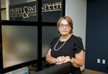 Jean A. Harrington, Duffy & Sweeney Ltd. partner and chair of the corporate department FOLLOWING FAMILY’S FOOTSTEPS: Jean A. Harrington, Duffy & Sweeney Ltd. partner and chair of the corporate department, had family members who were lawyers and she worked in their offices as a child.
PBN PHOTO/TRACY JENKINS