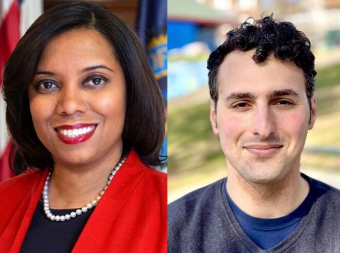 AARON REGUNBERG, right, has raised the most of the remaining candidates in the congressional race, while Lt. Gov. Sabina Matos, left, has spent the most on her campaign. / COURTESY SABINA MATOS AND AARON REGUNBERG