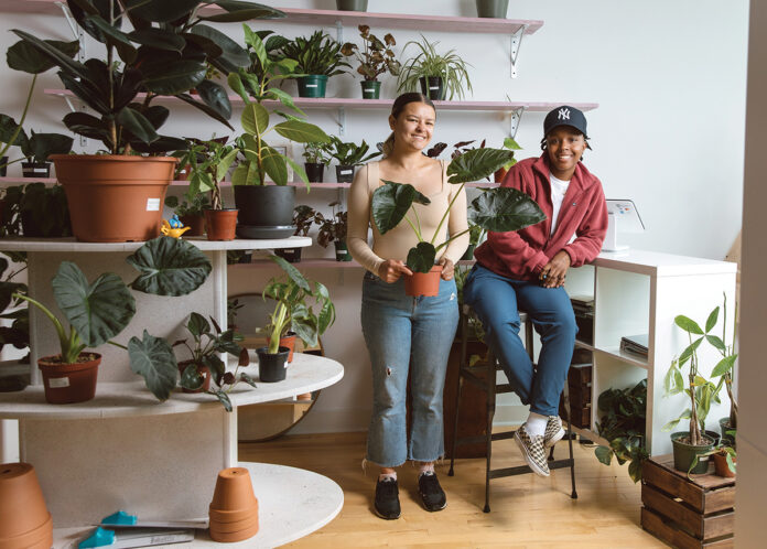GROWING DEMAND: Co-owners Samantha Fontanez, left, and Shalika Shoulders had demand behind their plant store, Botanical Bar in Providence, when it opened in January.  PBN PHOTO/RUPERT WHITELEY
