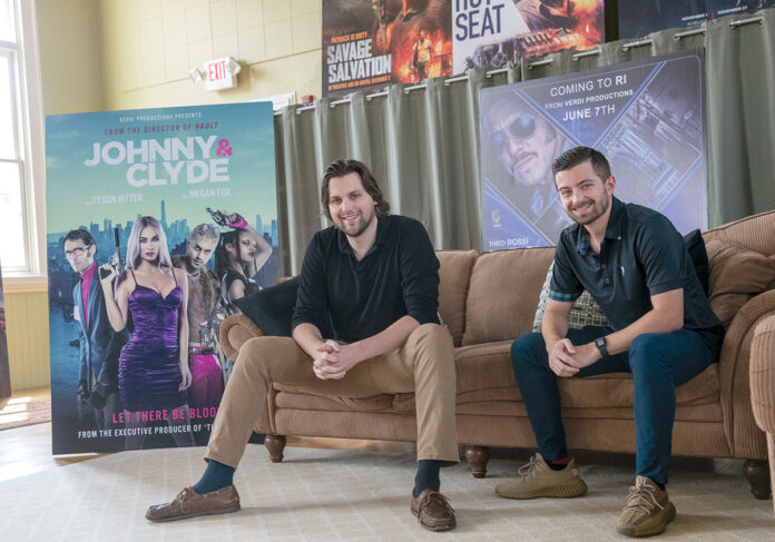 BRANCHING OUT: After getting their start at Chad Verdi Sr.’s film production company Verdi Productions in East Greenwich, executive producers Paul Luba, left, and Verdi’s son, Chad Verdi Jr., have launched their own affiliate company, Hyperborea Films, and released their first feature in 2021. / PBN PHOTO/MICHAEL SALERNO
