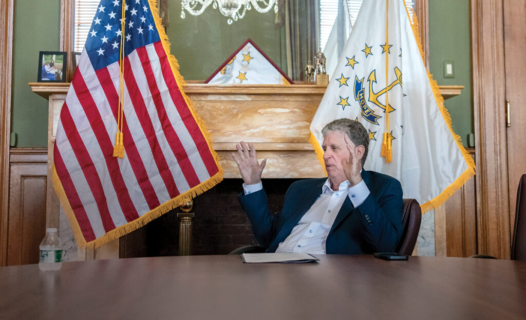 CHIEF EXECUTIVE:  Gov. Daniel J. McKee says  his administration has taken steps to improve Rhode Island’s business climate through his annual state budget proposals, and he vows that January’s financial plan will be no different.  PBN PHOTO/MICHAEL SALERNO
