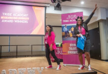Creating broad talent takes a collective ‘Tribe’ FAST START: Nishita Roy-Pope, left, founder and CEO of Tribe Academy LLC, shares the stage with Florcy Morisset, the organization’s co-founder and innovation strategist for Accenture, at an event at the University of Massachusetts Dartmouth. Roy-Pope says the startup organization has hosted programs for more than 500 participants since launching in 2019.
PBN PHOTO/MICHAEL SALERNO