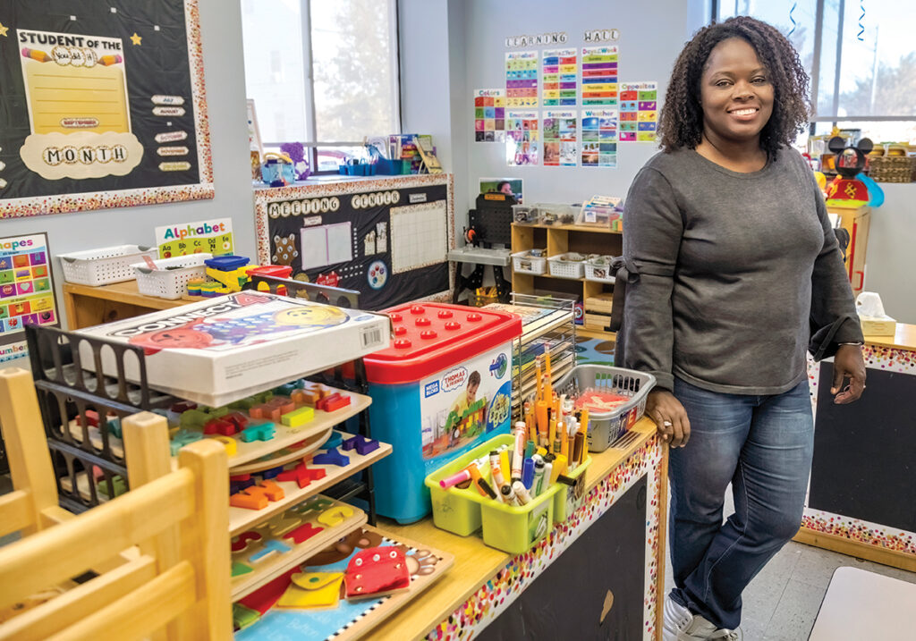 CLASSROOM CONUNDRUM:  Khadija Lewis Khan, executive director of Beautiful Beginnings Child Care Center in Providence, says the challenges of finding day care for women returning to work have only gotten worse since the COVID-19 pandemic.  PBN PHOTO/ MICHAEL SALERNO 