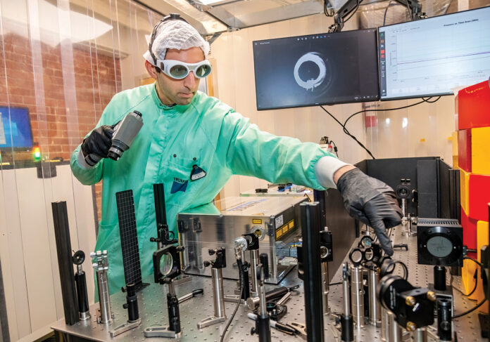 A PERFECT PLACE: Daniel DeCiccio, chief technology officer at X-ray technology company Research Instruments Corp., works at the company’s lab on Promenade Street in Providence. The location is a great match for its needs, executives say.  PBN PHOTO/­MICHAEL SALERNO