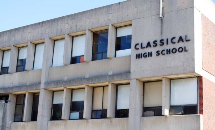 CLASSICAL HIGH SCHOOL in Providence saw its Star Rating drop in 2023 from 4 stars to 2, according to new data from the R.I. Department of Education. / COURTESY CLASSICAL HIGH SCHOOL