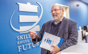 SILVER LINING: ­Eduardo Naya, director of marketing for Skills for Rhode Island’s Future, says there’s a silver lining to more older workers entering the workforce, which ensures their knowledge that used to be under­utilized in retirement –  or relocated to Florida – stays in Rhode Island. PBN PHOTO/MICHAEL SALERNO