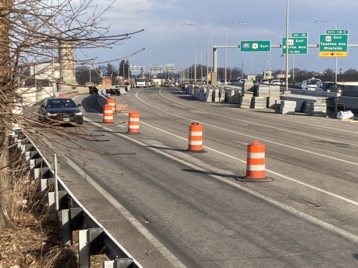 U.S. TRANSPORTATION Secretary Pete Buttigieg joined Gov. Daniel J McKee, East Providence Mayor Roberto L. DaSilva and other leaders Tuesday to tour the damage that forced the closure of the westbound side of the Washington Bridge on Dec. 11. / PBN FILE PHOTO/WILLIAM HAMILTON