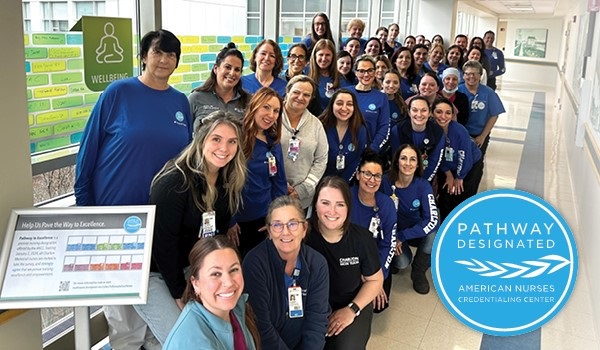 STAFF MEMBERS of Charlton Memorial Hospital, which is part of Southcoast Health, celebrate Charlton's recent designation as a Pathway to Excellence Hospital by the American Nurses Credentialing Center. / COURTESY SOUTHCOAST HEALTH
