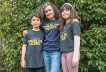 CONCERNED PARENT: Public school teacher Maddalena Cirignotta, center, pushed back against her children being required to wear masks in school during the COVID-19 pandemic. Cirignotta has been closely monitoring the drafting of a new policy by the R.I. Department of Health. Pictured with Cirignotta are her children, Paul Daley, left, 10, and Anwen Daley, 11.  PBN PHOTO/MICHAEL SALERNO