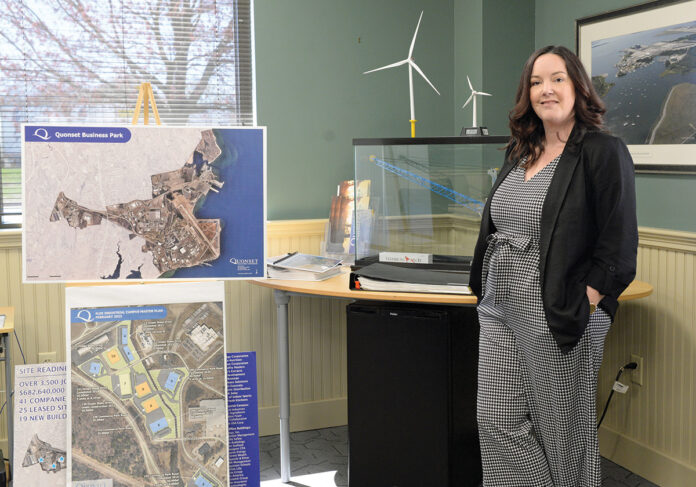 FLEXING MUSCLE: Among her roles, Quonset Development Corp. Chief Operating Officer Chelsea Siefert oversees the expansion of Quonset’s Flex Campus, which provides growing businesses access to modern industrial and warehouse spaces. PBN PHOTO/ELIZABETH GRAHAM