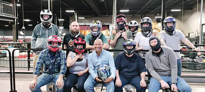 START YOUR ENGINES: Employees for Grieco Toyota gear up for a go-kart race at R1 Indoor Karting Inc. in Lincoln.
COURTESY GREICO TOYOTA START YOUR ENGINES: Employees for Grieco Toyota gear up for a go-kart race at R1 Indoor Karting Inc. in Lincoln.
COURTESY GREICO TOYOTA