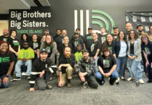 Big Brothers Big Sisters of Rhode Island RISING UP: Big Brothers Big Sisters of Rhode Island staffers gather for a team retreat at the nonprofit’s Rising Sun Mills headquarters in Providence.
COURTESY BIG BROTHERS BIG SISTERS OF RHODE ISLAND