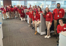 Rhode Island Parent Information Network COORDINATED EFFORT: Rhode Island Parent Information Network Inc. employees collectively dress up as “Jake from State Farm,” the character from the State Farm Insurance commercials.
COURTESY RHODE ISLAND PARENT INFORMATION NETWORK