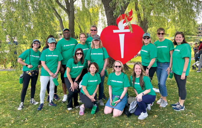 GETTING STEPS IN: Delta Dental of Rhode Island employees participate in the 2023 American Heart Association’s Heart Walk at Bryant University in Smithfield.
COURTESY DELTA DENTAL OF RHODE ISLAND GETTING STEPS IN: Delta Dental of Rhode Island employees participate in the 2023 American Heart Association’s Heart Walk at Bryant University in Smithfield.
COURTESY DELTA DENTAL OF RHODE ISLAND