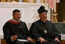 Bishop Hendricken president Marciano to step down; principal DeCiccio to lead school THE REV. ROBERT L. MARCIANO, right, will step down Sept. 1 as president of Bishop Hendricken High School. School Principal Mark DeCiccio, left, will be the school's primary leader. / COURTESY BISHOP HENDRICKEN HIGH SCHOOL