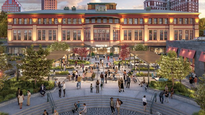 UNIQUE FLAVORS: The Track 15 food hall on the first floor of the former Union Station in downtown Providence will feature seven Rhode Island-based restaurants, each offering their own unique flavor, when it opens on Feb. 27.  RENDERING ­COURTESY ­MARSELLA ­DEVELOPMENT CORP. 