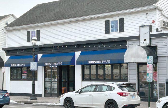 WHAT’S IN STORE? A Sunshine Vape LLC location on Atwells Avenue in Providence. Owner Darin Tripoli says sales have declined 95% since Jan. 1, when a ban on flavored vape products went into effect in Rhode Island. PBN PHOTO/WILLIAM HAMILTON