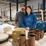 CERAMIC DUO: Myrth Ceramics co-owners Abigail and Eric Smallwood previously worked as product designers but were introduced to ceramics when they joined a pottery studio in Boston in 2008. Wanting to learn more about how to create different pieces, they eventually opened Myrth in East Providence, which specializes in handmade dinnerware. PBN PHOTO/MICHAEL SALERNO