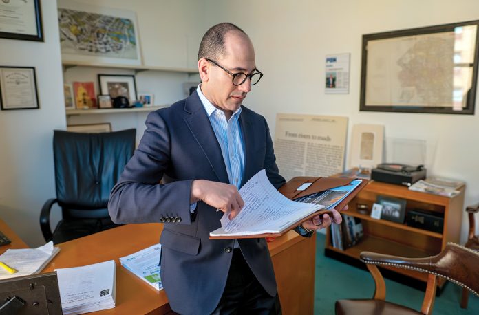AT THE HELM: David Salvatore has been executive director of The Providence Foundation for less than a year, but the nonprofit business association has been focused on economic development and urban revitalization in downtown Providence for half a century.  PBN PHOTO/­MICHAEL SALERNO