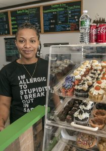 ON THE MOVE: Nina Reed, owner of Sarcastic Sweets LLC, is pictured at her former location in Seekonk in 2021. She has relocated to the Lorraine Mills in Pawtucket, where her store is open from noon to 5 p.m. on Fridays. /  PBN FILE PHOTO/MICHAEL SALERNO