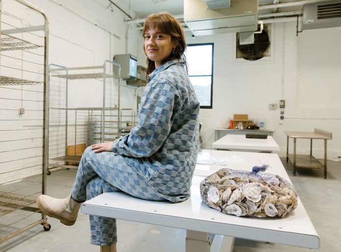 REPURPOSED: Felicia Neuhof is the founder and owner of Shellf Life, which transforms discarded seashells into surface materials for interior commercial and residential projects. PBN PHOTO/RUPERT WHITELEY