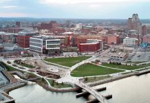 EVOLVING MIX: Housing and open space, including the 195 District Park, seen above, are prominent in the I-195 Redevelopment District. But more commercial development is still possible on 7 acres of available land.  PBN FILE PHOTO/­ARTISTIC IMAGES 