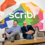 CONNECTING CO-WORKERS: In the post-pandemic world of remote and hybrid work, CEO Matthew Kaplan, left, and Chief Resource Officer Jeffrey Sparr founded Scribl in Pawtucket last year to bring back the feeling of connection in the workplace through doodles, creativity and team building.  PBN PHOTO/MICHAEL SALERNO