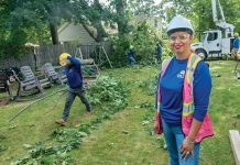 Going out on a limb TAKING ROOT: Gloria Chacón, a licensed arborist and owner of Green View Tree Service LLC, with her crew at a worksite in North Providence.
PBN FILE PHOTO/MICHAEL SALERNO
