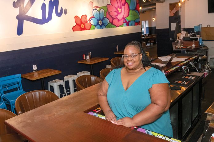 SOUTHERN FLAVOR: Julia Broome started Kin Southern Table + Bar in 2021 at the height of the COVID-19 pandemic, when she was laid off from her event planning position.
PBN FILE PHOTO/MICHAEL SALERNO SOUTHERN FLAVOR: Julia Broome started Kin Southern Table + Bar in 2021 at the height of the COVID-19 pandemic, when she was laid off from her event planning position.
PBN FILE PHOTO/MICHAEL SALERNO