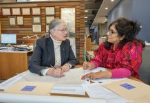 Creating a blueprint for success PLAN REVIEW: Barbara Thornton, left, a partner at Brewster Thornton Group Architects LLP, and Aarti Kathuria, one of the firm’s project managers, go over plans for a project.
PBN FILE PHOTO/MICHAEL SALERNO