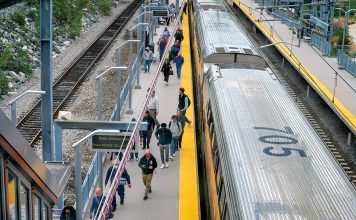 HOMEWARD BOUND: Passengers disembark from a commuter train at the Pawtucket-Central Falls station on a recent weekday afternoon. The train arrived from Boston.  PBN PHOTO/MICHAEL SALERNO