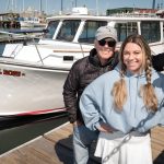 ROLE REVERSAL: Coral Rose Aiello assumed the captaincy of the Sara Star Fishing Charter’s Coral Rose boat from her father, Joseph Aiello, in 2023, effectively making him first mate. Under her leadership, the Newport-based business continues to thrive.  PBN PHOTO/DAVID HANSEN