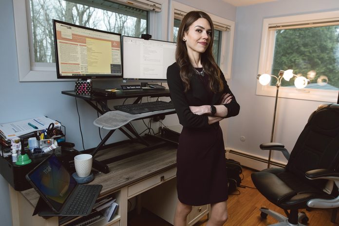 HELPING HAND: Ashley Rimay, executive medical science liaison for Indivior Inc., educates providers about opioid use disorders and the products her company offers to support patients with such disorders.  PBN PHOTO/RUPERT WHITELEY