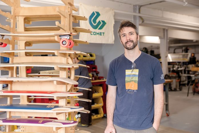 ON THE MOVE: Stephan Vaast, Comet’s head of manufacturing and design, says the company moved into its current location at Unity Park in Bristol just a few months ago. Boards had been made on the West Coast for years, but the COVID-19 pandemic pushed Comet to make a change.  PBN PHOTO/TRACY JENKINS
