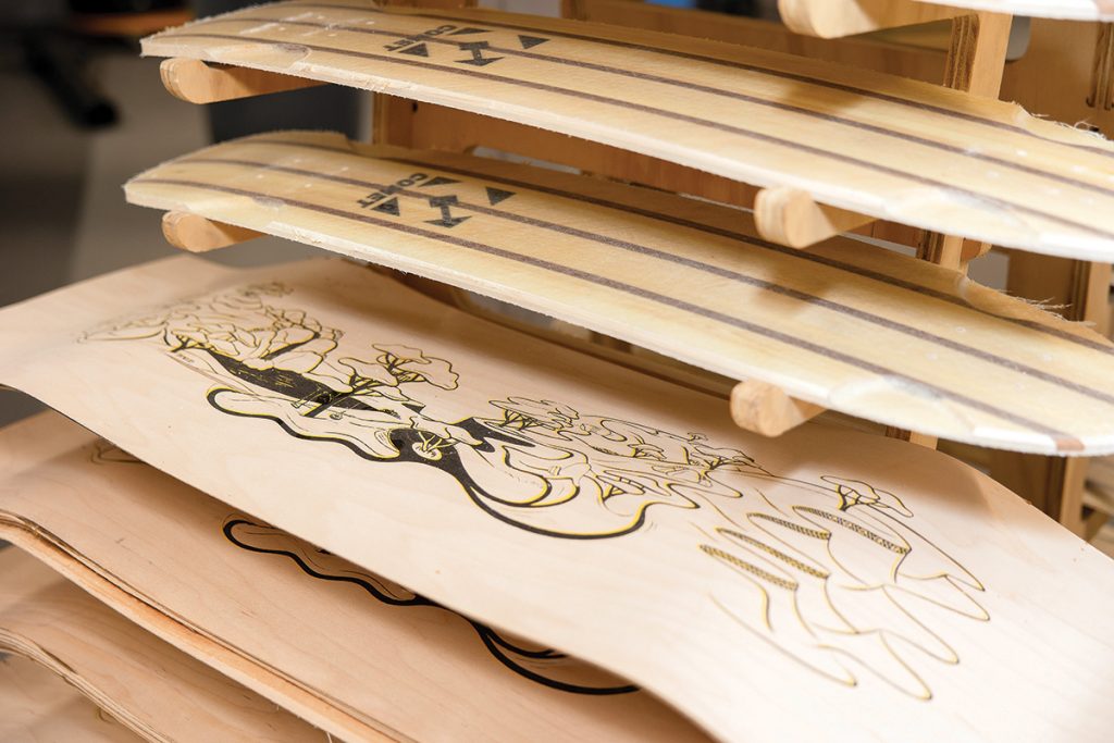 WORKS OF ART: Boards that have been completed with artwork await the addition of components before being shipped.
PBN PHOTO/TRACY JENKINS