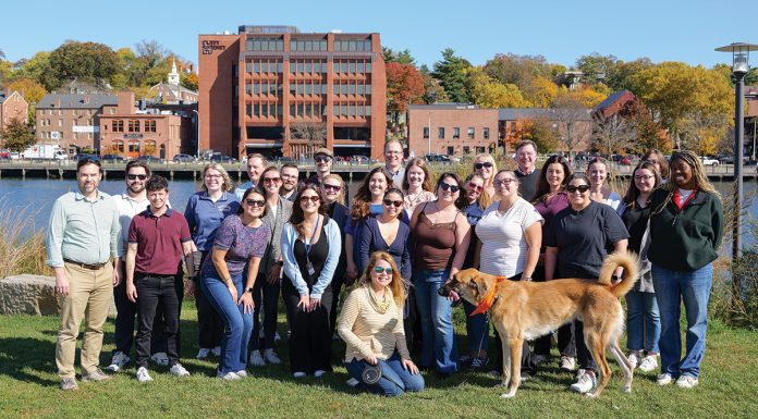 OUT FOR A STROLL: Employees at Chisholm Chisholm & Kilpatrick Ltd. go out for a group well-being walk.  COURTESY CHISHOLM CHISHOLM & KILPATRICK LTD.